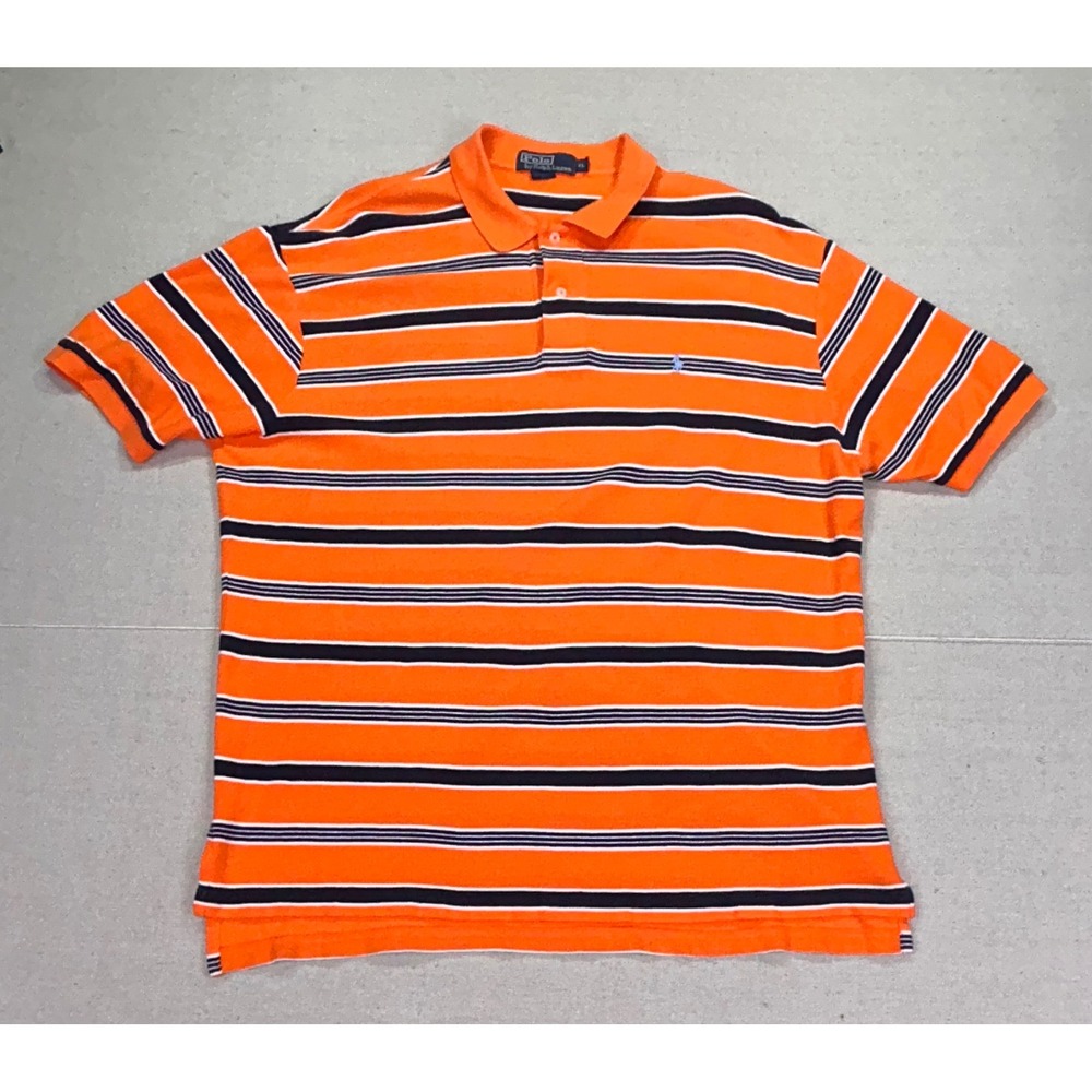 Vintage Polo Ralph Lauren Mens XL Classic Striped Short Sleeve Polo Shirt Cotton